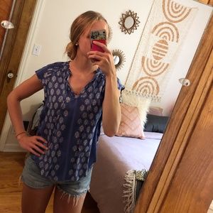 Anthropologie Maeve Summery Blue Top